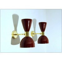 Coppia di Applique Art. A-092 - Paralume in Metallo - Struttura in Ottone - PORPORA