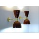 Pair of Wall Sconces Art. A-092 - Metal Lampshade - Brass structure - Dark PURPLE Color