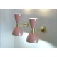 Pair of Wall Sconces Art. A-046 - Metal Lampshade - Brass structure - PINK Antique Color