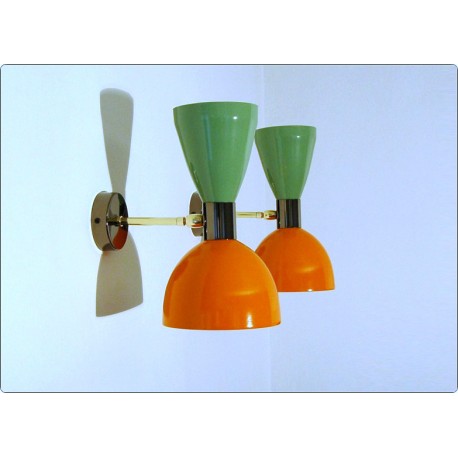Wall Lamp Art. A-035 - Metal / Brass - Light GREEN / ORANGE