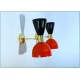 Coppia di Applique Art. A-082 - Paralume in Metallo - Struttura in Ottone - ROSSO / NERO