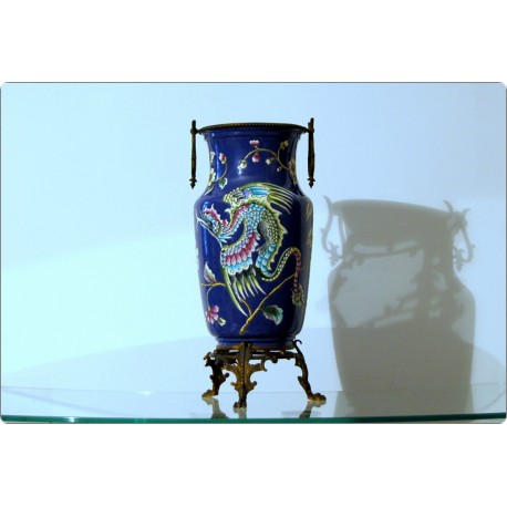 Satsuma Vase - Meiji Period - Bronze Inserts - Japan 19th Century