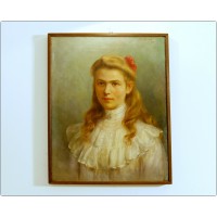 Else Luedecke - Oil on canvas - Portrait of a young girl - 20th century