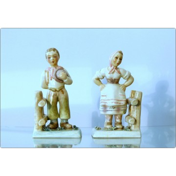 PRECIOSA Torino - Pair of Majolica figurines - 1940 ca