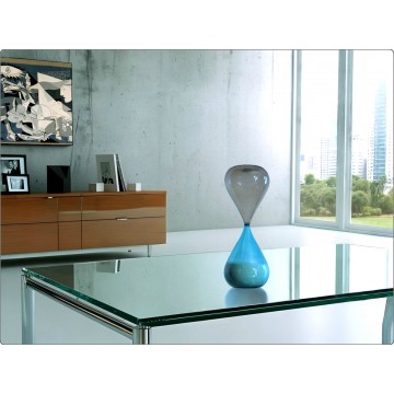 VENINI Hourglass - LIMITED ED. 30 Cm - F. Bianconi Murano - Aquamarine / Beige