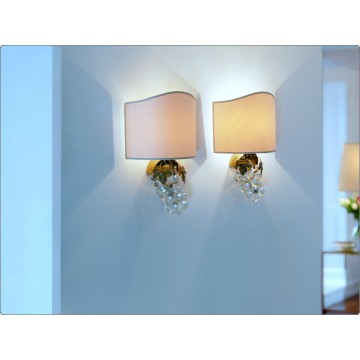 Coppia di lampade da parete - Grappolo d'uva - Ottone e vetro di Murano 1960