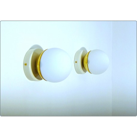 Pair of Wall Light GLASS SPHERE Art. A-068 - Brass structure - WHITE
