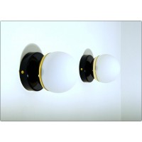Pair of Wall Sconces GLASS SPHERE Art. A-048 - Brass structure - BLACK