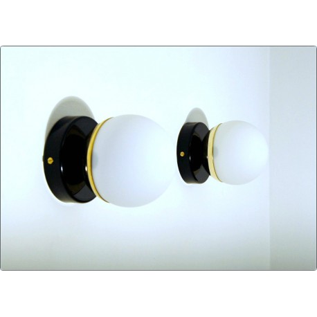 Coppia di Applique SFERA GLASS Art. A-048 - Struttura in Ottone - NERO