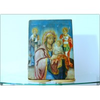 Byzantine Icon - Painting on Wood - Madonna and Child - 19th Century