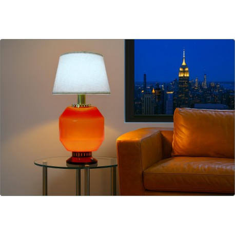 STILNOVO Lampada da Tavolo - Glass RED / Brass - Italy 1960