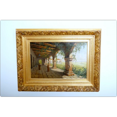 ACHILLE VIANELLI - Oil on Canvas - Il Chiostro 1886