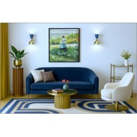 Wall Lamp Art. A-033 - Metal / Brass - BLUE Opaque