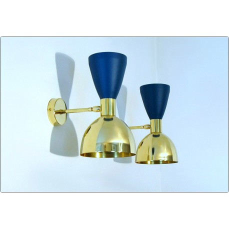 Wall Lamp Art. A-033 - Metal / Brass - BLUE Opaque
