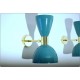 Pair of Wall Sconces Art. A-040 - Metal Lampshade - Brass structure - LIGHT GREEN Color