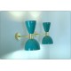 Pair of Wall Sconces Art. A-040 - Metal Lampshade - Brass structure - LIGHT GREEN Color