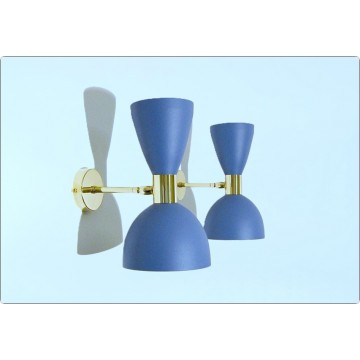 Wall Lamp Art. A-083 - Metal / Brass - Light BLUE Opaque