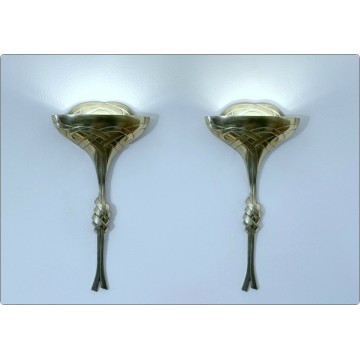 C.S. ARTE Firenze - Pair of ART DECO wall lamps - Brass - G. Santoni 1970