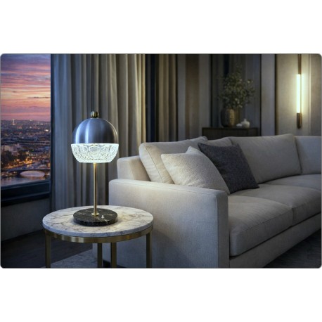 CRISTAL ART - Table Lamp - Crystal and Brass - Italy 1960